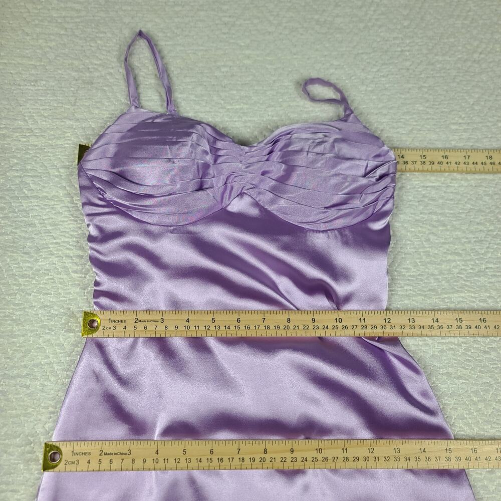 Satin pleated bust Party HOCO Mini dress purple SZ 0 Cocktail party formal - Picture 8 of 12